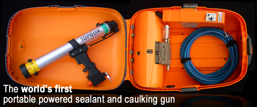 TOPGUN® The world's first portable powered sealant and caulking gun.